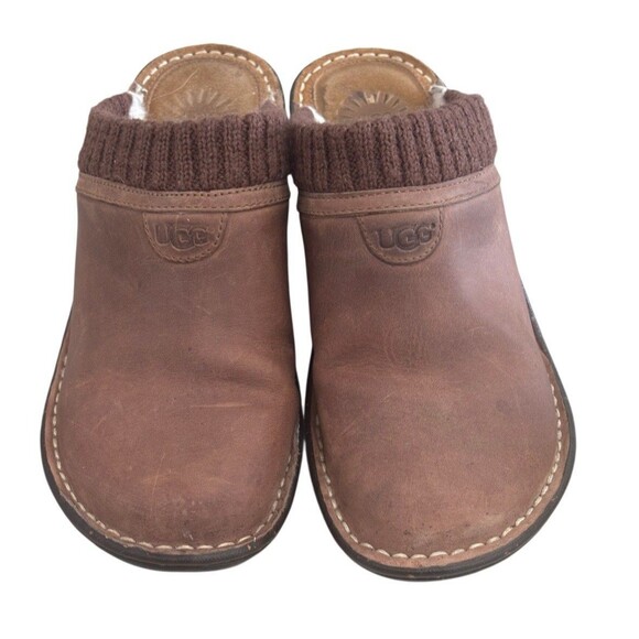 UGG Gael Wedge Mule Leather Wool Lined Size 7 - Picture 2 of 6